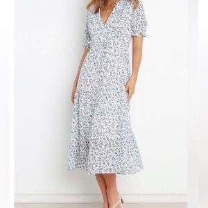 Petal & Pup White Floral Midi Dress